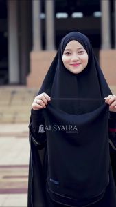 Alsyahra Exclusive Cadar Tali Karet Hijrah Bisban Sifon Silk Jetblack