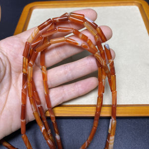 Natural Red Agate round Tube Beads 4*12mm Wound Silk DIY Half Finished Products for Bracelet Necklace Accessories Loose Beads