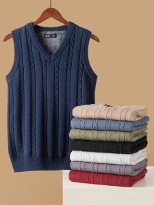 Áo Len Dệt Kim Dày Ấm Áp Mùa Đông Cho Nam Áo Vest Không Tay Áo Khoác Ngoài Thời Trang Thường Ngày Bằng Cotton 100% Không Tay