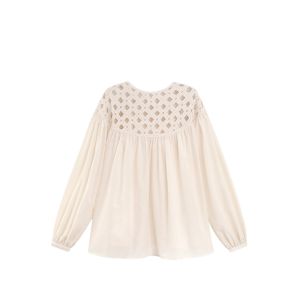 YUEZHONGWEI | French Heavy Embroidery Lightweight Loose White Long Sleeve Sun Protection Shirt