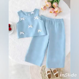 EE.Chic Bowknot Embellished Cotton Tee for Girls - Casual Striped Top for Kids 3-5yrs