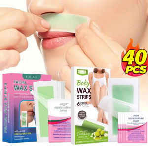 40Pcs Facial/Body Wax Strips Hair Removal Eyebrow Beard Upper Lip Hair Removal Wax Paper for All Skin Types