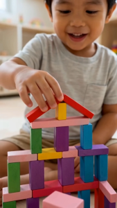 Baby Pro Rainbow Wooden Stacking Blocks Colorful Balance Tower Game Educational Toy For Kids