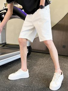 OUMULONG | Quần Short Denim Trắng Thời Trang Mùa Hè Phong Cách Casual Ôm Sát