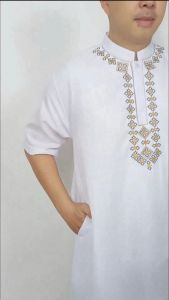 Jubah Gamis Pria Dewasa Pendek Muslim Bordir JP05