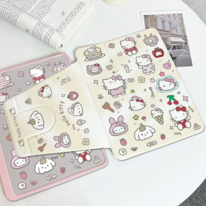 เคสป้องกัน iPad หมุนได้ 360° HELLO KITTY พับสามทบ พร้อมช่องเสียบปากกา Gen11 Gen10 pro11 AIr7 Air6