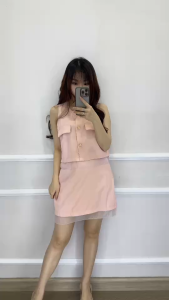 SV 6820 - Tivera Set | Silvervogue | Set Atasan Tanpa Lengan dan Rok Celana Katun Poliester Pakaian Kasual Wanita