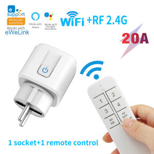 20A EWeLink WiFi Smart Socket Wireless Remote Control Compatible with Alexa Voice Control EWeLink App for Smart Home Automation