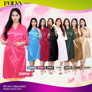 FOLVA Kimono wedding bridesmaid robe selutut baju tidur wanita Satin