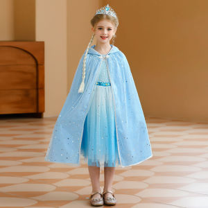 Princess Elsa Birthday Bé Gáis Shawl Outdoor Baby Bé Gáis Coat Ice Snow Princess Dress-Up Clothes Kids Costumes Childrens Party