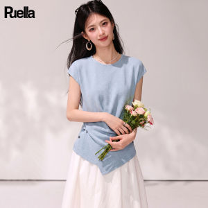 puella | Áo Thun Tay Bồng Lụa Mát Đai Dây Không Đối Xứng