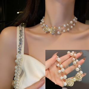 ภาษาเกาหลีอารมณ์ใหม่ผูกโบว์สร้อยคอมูTTS การออกแบบความรู้สึก เฉพาะกลุ่มโซ่ไหปลาร้าสตรีสร้อยคอโชคเกอร์