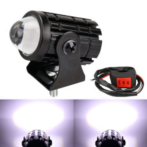 1Pcs Motorcycle LED Spotlight Projector Lens Headlight Dual Color Driving Light for ATV Scooter Auxiliary Lamp