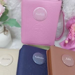 Alfareza - Variasi 2 Quran Kaleb A6 Terjemahan Mini Kaleb Resleting Full Emboss Alquran Custom Nama Cocok untuk Hadiah