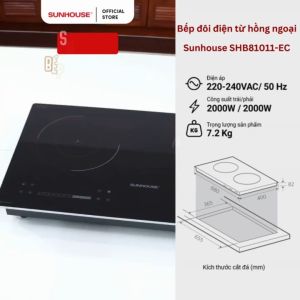 Bếp Đôi Điện Từ Hồng Ngoại Sunhouse SHB8609/SHBDI01 (4000W)-Bảo Hành Chính hãng tại nhà