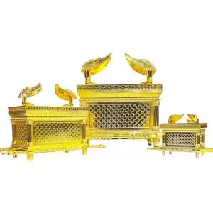 Tượng Trưng Ước Giao Hòm Vàng Với Các Điều Răn Cây Gậy Của Aaron & Manna Hộp Trang Sức Tôn Giáo Đồ Trang Trí Lễ Hội Đa Tôn Giáo Tượng Điêu Khắc Kim Loại
