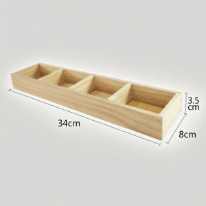 4 Grids Bamboo Wood & Velvet Jewelry Organizer Display Tray with Soft PillowNecklaces Bracelet Bangle Watches Storage Holder