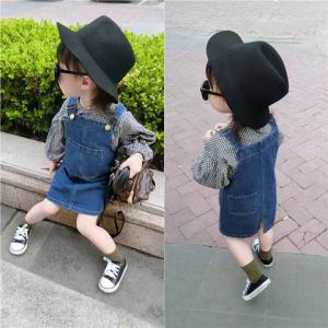 Girl Dress Spring Dress 2024 New Arrival Baby Western Style Kids Princess Dress Children Denim Suspender Dress Spring & Fall