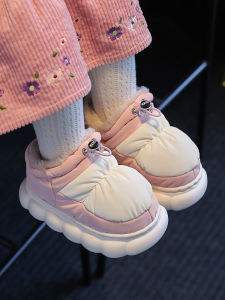 รองเท้าผ้าฝ้ายสำหรับเด็กรองเท้าลุยหิมะให้ความอบอุ่นเพิ่มความหนาใส่ในบ้านแบบเรียบง่ายใส่ช่วงฤดูใบไม้ร่วงและฤดูหนาวสำหรับเด็กหญิงรองเท้าบูทบุคอตตอนสำหรับเด็กเด็กผู้ชายฤดูหนาว