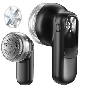 เครื่องกำจัดขุยผ้าแบบชาร์จไฟได้ พกพาสะดวก พร้อมหน้าจอ LED ดิจิตอล สำหรับกำจัดขุยบนเสื้อผ้า โซฟา ผ้าห่ม