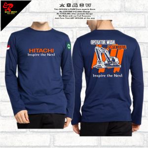 kaos Alat Berat Logo Exavator Hitachi Lengan Panjang