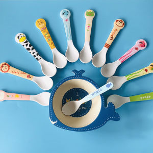 Children Spoon Creative Cute Cartoon Eat Learning Bamboo Fiber Tableware Home Training Kindergarten Baby Baby Spoon