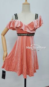 FS-MD080 Velvet Multi-way Off Shoulder Pearl Strap Wavey Midi Dress 绒布一裙多穿吊带一字领波浪连身裙