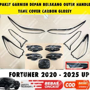 Paket Garnish Depan Belakang Outer Handle Tank Cover All New Fortuner 2016 2024 2025 UP GR Carbon Glossy