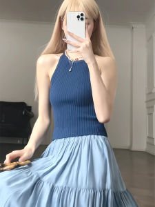Chic Summer French Style Sleeveless Top And High Waist A-Line Skirt Set Fashionable Cotton Ensemble for Women Aged 25-35