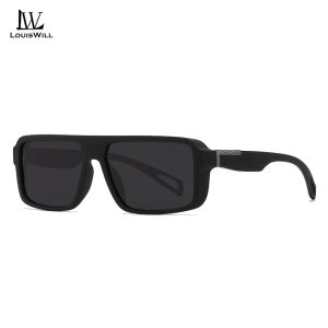 LouisWill Men’s Retro Sunglasses Polarized Sunglasses Fashion Square Sunglasses Driving Sunglasses UV400 Elastic Paint Design Clean Vision Sunglasses Cycling Riding Running Glasses