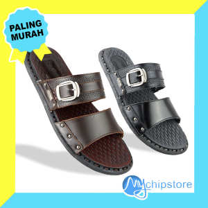 Sendal Sorong Kulit Kasual Pria Dewasa Dodoni GT 954 - Black