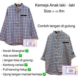 KEMEJA KOKO ANAK TANGAN PANJANG UMUR 4 - 16 TAHUN KEMEJA ANAK COWOK FREE ONGKIR CASHBACK BISA COD