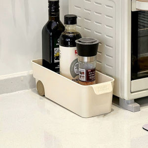 1/2pcs Makeup Cosmetic Kitchen Storage Box Portable With Pulley Tabletop Storage Shelf Plastic Desk Storage Rack Bathroom