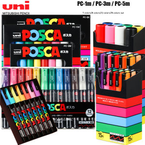 1 Set of UNI POSCA Marker Pen Set PC-1M PC-3M PC-5M POP Advertising Poster Graffiti Note Pen Painting Hand-painted Art Supplies