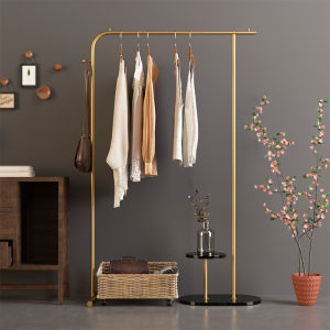 ตู้เสื้อผ้ารูปตัว T Simple Luxury Metal Indoor Clothes Hanger Stand Nordic Style Bedroom Free-standing Clothes Hanger for Adults