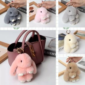 15cm Fluffy Faux Rabbit Fur Keychain PomPom Charms Gifts for Key & Bags for Women Cute Bag Car Keys Pendant Decor Gift