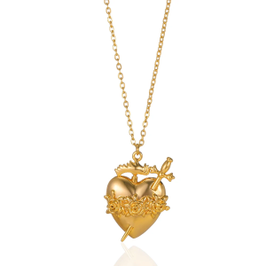 Thép Không Gỉ Zircon Trái Tim Chữ Thập Vòng Cổ Cho Nữ Vintage Thẩm Mỹ Dây Chuyền Tình Yêu Thời Trang Món Quà Trang Sức