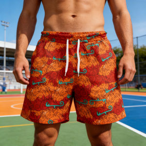 Bandai | 2026 Bandai ONE PIECE Mera Mera No Mi Ace Sabo Devil Fruit Mens Performance Gym Shorts Summer Quick-dry Comfy Lightweight Beach