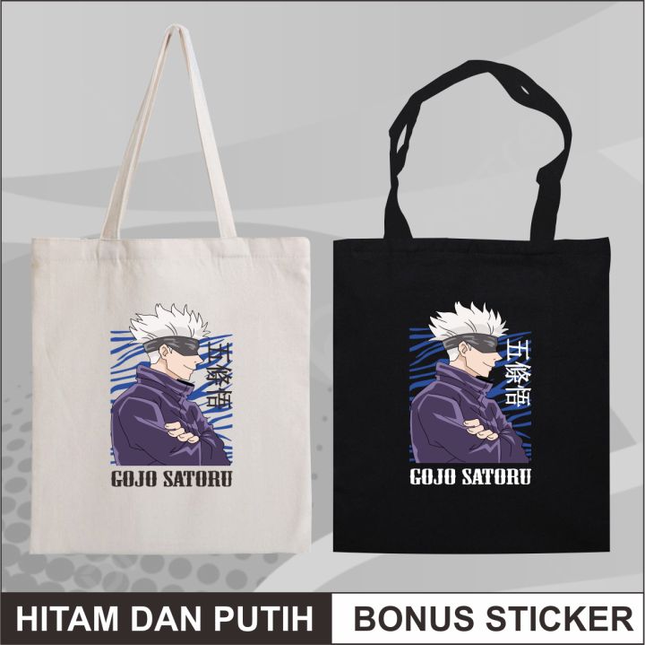 Tote Bag Officiel Jujutsu Kaisen Gojo & Yuji - Coton Blanc 39.5x38 Cm - Édition Promo France