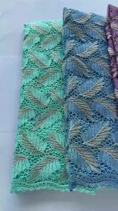 Luxury Blue Leaf Guipure Cord Lace Fabric With Stones High Grade African Water Soluble Lace For Nigerian Wedding Party Dress
