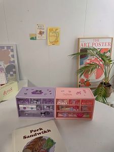 กล่องเก็บของตารางเก้าช่องกล่องเก็บของแบบลิ้งชักตั้งโต๊ะน่ารักชั้นวางโต๊ะ ขนาดเล็ก รายรวดเร็ว