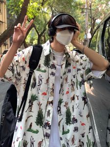 Southeast Asian Style White Short-Sleeved Shirt: Trendy Summer Hip Hop Outfit