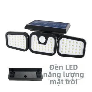 Đèn Năng Lượng Mặt Trời 3 Đầu Siêu Sáng 74 Đèn LED Cảm Biến Chuyển Động Đèn An Ninh Chống Ngập Nước Cho Sân Sau Sân Hiên Chiếu Sáng Đường Phố Ngoài Trời