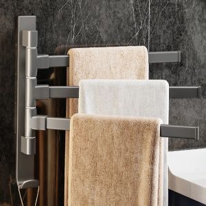 Space Saving Wall Mounted 180 Rotation Rotatable 3 Tier Aluminium Towel Holder Rack Bar Hanger Toilet Bathroom Clothes Shirts Rotatable Stainless Steel 180 Putaran 3 Tingkat Pemegang Rak Tuala Tandas Pakaian Bilik Mandi Air Boleh Diputar壁挂式多功能毛巾杆衣架卫生间节省空间