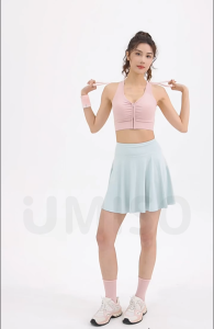 UMISO Womens Yoga Skirt High Waist Quick Dry Fake Two-Piece Skirt Pocket Ruffle Lining Sports Golf Tennis Fitness Skirt