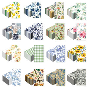 20pcs Napkins Chinese Flower Long Paper Napkins Wedding Disposable Tableware Serviettes Tissues Baby Birthday Dinner Table Decor