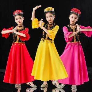 Childrens Day Performance Large Swing Skirt Ethnic Group Dancing Dress Minority Costume Kids Xinjiang Dance Costume Girl