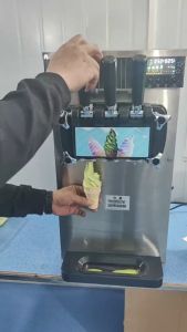 Shanben เครื่องทำไอศกรีมเชิงพาณิชย์ เครื่องทำไอศกรีมโคนแนวตั้งอัตโนมัติเต็มรูปแบบ เครื่องทำไอศกรีมรสชาติต่างๆ