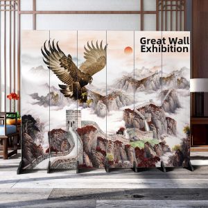 Waterproof Movable Chinese Style Foldable Screen with Landscape Pattern
