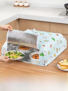 Foldable Kitchen Table Cover Food Waste Dustproof Cover Freshness Preservation Home Use Dining Table Protector Nordic Style